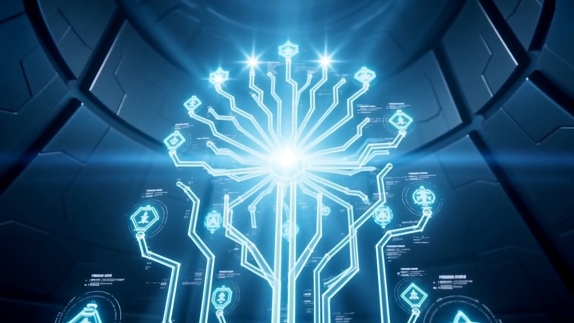 The FitQuest skill tree — glowing achievement nodes branching upward